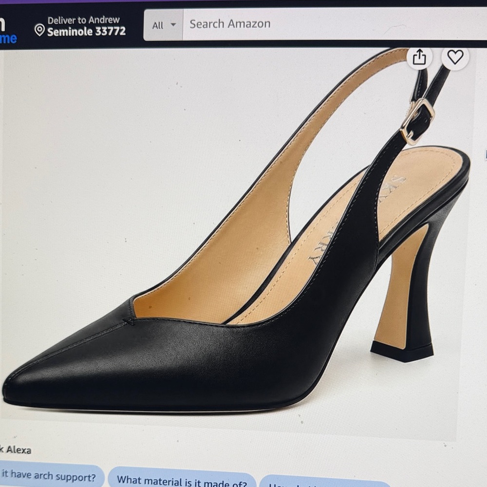 Women's Black Pointed Slingback Heels